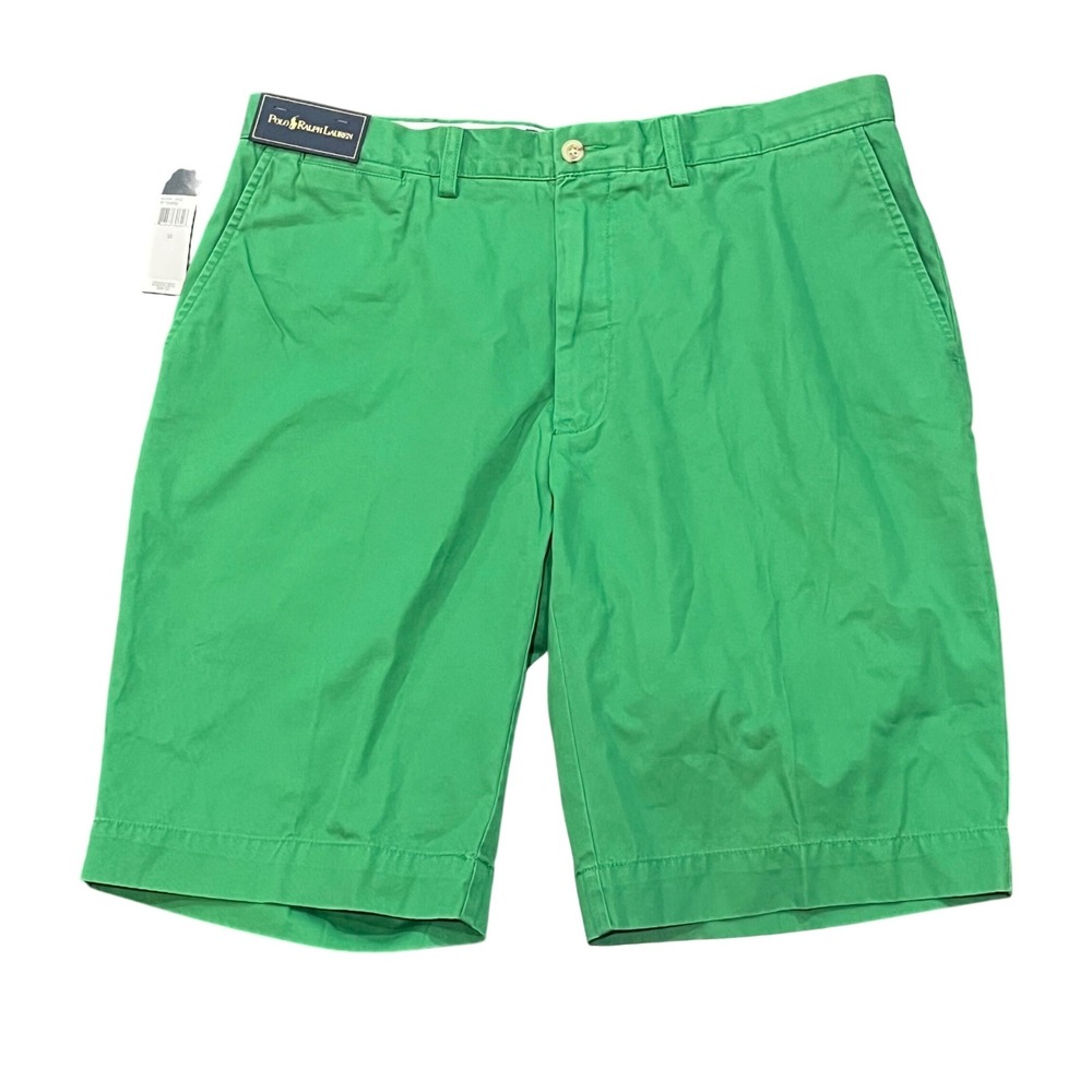 Polo Ralph Lauren Chino Shorts Green Cotton Twill Men's 35‎ Preppy Beach Resort
